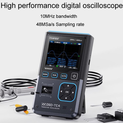 FNIRSI DSO-TC4 Oscilloscope 3 en 1, testeur de transistors, générateur de signaux, bande passante 10 M, résistant au rodage SF54011835-014