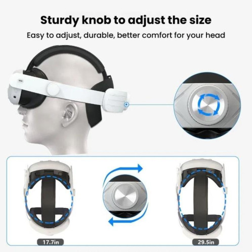 Bandeau réglable pour casque de réalité virtuelle Meta Quest 3/3S, sans pression faciale (blanc) SH901B1555-010