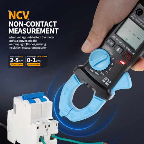 Multimètre numérique intelligent à pince de haute précision FNIRSI MC40 (bleu) SF601A473-011