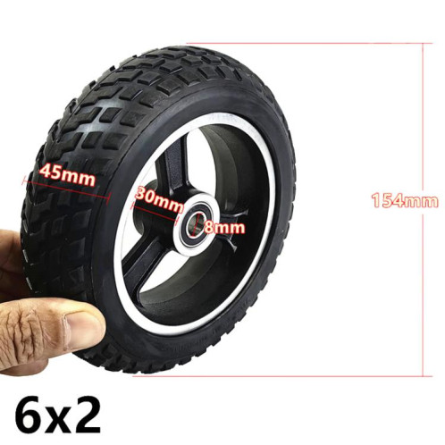 Roue de chariot de scooter électrique de 8 mm et 6 pouces, pneus pleins 6 x 2, roues en aluminium SH220186-05