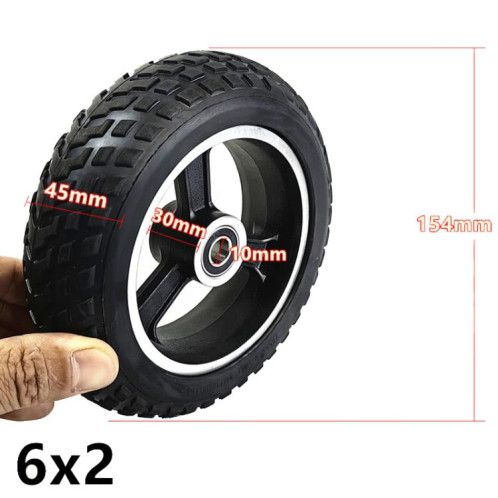 Roue de chariot de scooter électrique de 10 mm et 6 pouces, pneus pleins 6 x 2, roues en aluminium SH2202880-05