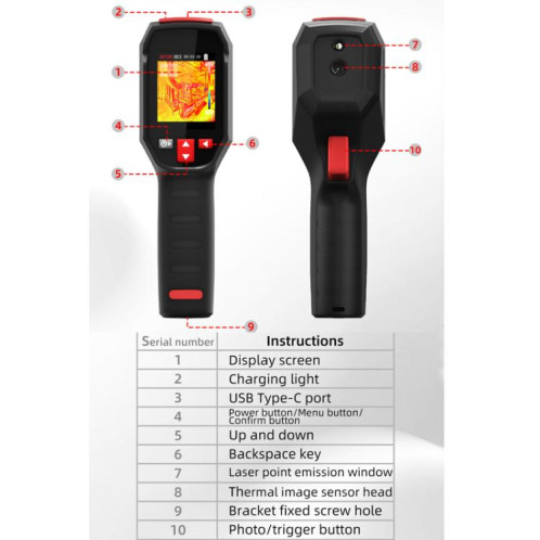 Imageur thermique infrarouge portatif BSIDE HX3 Thermomètre sans contact SB78011753-016