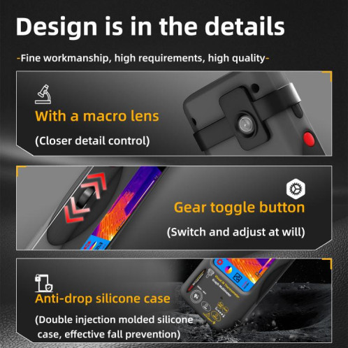 BSIDE SH7 Standard + Objectif macro + Bobine flexible Imageur thermique Multimètre Écran tactile portable Thermomètre haute précision SB82041646-013
