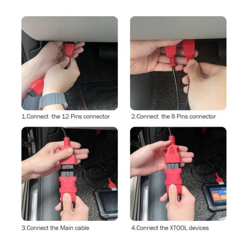 Adaptateur de câble connecteur Xtool FCA 12+8 pour Chrysler (noir et rouge) SX801A868-06