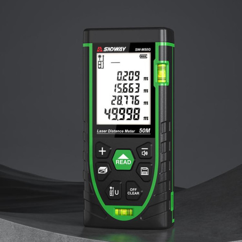 Télémètre laser vert SNDWAY SW-M50G 50 m pour intérieur et extérieur SS47011191-010