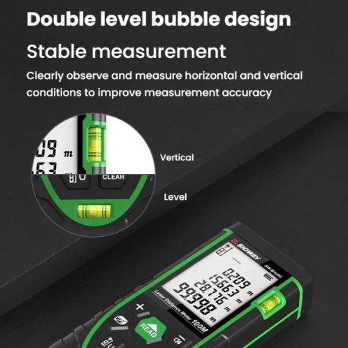 Télémètre laser vert SNDWAY SW-M50G 50 m pour intérieur et extérieur SS47011191-010