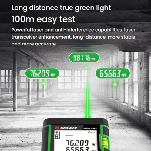 Télémètre laser vert SNDWAY SW-M70G 70 m pour intérieur et extérieur SS4702479-010