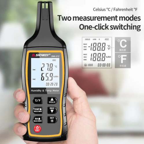 SNDWAY SW-572 Compteur d'humidité et de température numérique portable haute sensibilité SS10011418-013