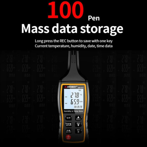 SNDWAY SW-572 Compteur d'humidité et de température numérique portable haute sensibilité SS10011418-013