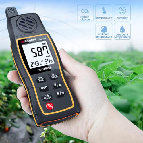 Détecteur de dioxyde de carbone portable SNDWAY SW-723, alarme de concentration de CO2 dans l'air intérieur des ménages SS13011276-010