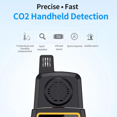 Détecteur de dioxyde de carbone portable SNDWAY SW-723, alarme de concentration de CO2 dans l'air intérieur des ménages SS13011276-010