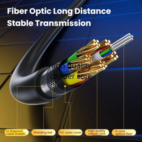Câble fibre optique HDMI 2.1 8K 60 Hz DTECH DT-HF8005 Dolby Atmos, EARC pour PS5, Xbox, Home Cinéma, moniteur de jeu 2 m SD62011267-010