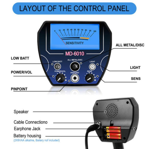 Détecteur de métaux portable Goint MD-6010, détecteur d'or souterrain haute sensibilité, chasseur de trésors extérieur SG9868311-07