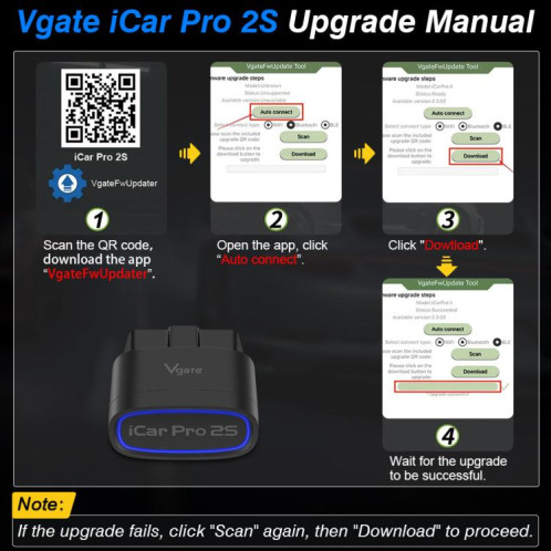 Instrument de diagnostic de réveil sans fil Vgate 3 mb/s (iCar Pro 2S) SV901A214-010