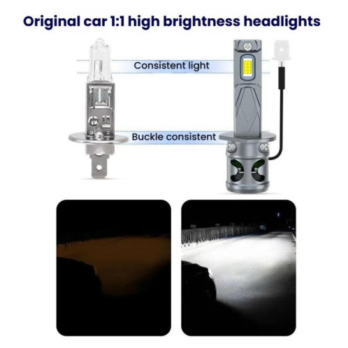 Lot de 2 mini ampoules LED pour phares de voiture, avec ventilateur de refroidissement (H1) SH601A557-08