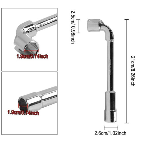 Clé à douille plate en L de 19 mm pour scooter électrique INOKIM OXO OX (X1665) pour la fixation de l'écrou du moteur SH2401159-07