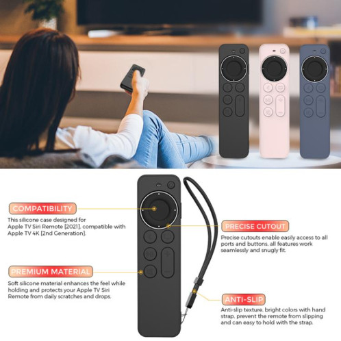 Étui de protection en silicone pour télécommande Apple TV Siri 2/3 AhaStyle PT167 (noir) SA901B1667-08