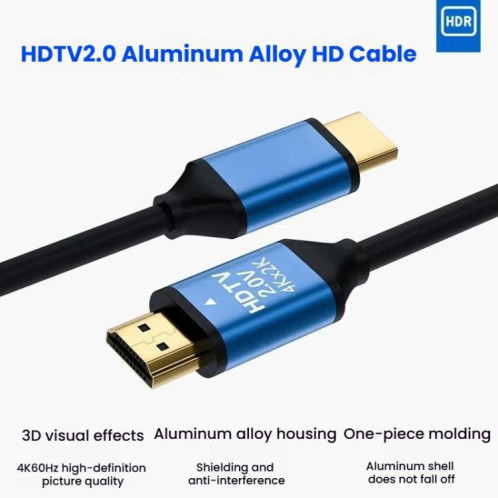 Câble de connexion vidéo HDMI pour écran d'ordinateur VegGieg V2.0 4K60 Hz, 3 m (noir) SV203A1279-011