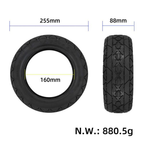 Pneu tubeless 10 pouces 75/50-6,5 antidérapant pour scooters électriques SH0316647-05