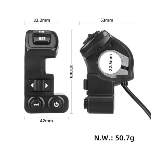 Interrupteur de guidon de scooter KuKirin G2 Pro/G2 Max, 4 en 1, 6 cœurs, étanche, avec clignotant, klaxon, phare et bouton d'alimentation SH03191925-05