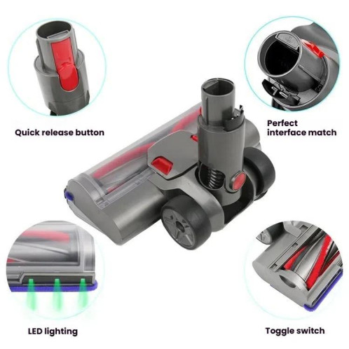 Pour aspirateurs Dyson V7/V8/V10/V11, tête de brosse motorisée pour tapis à couple élevé avec 6 LED vertes SH04261375-07