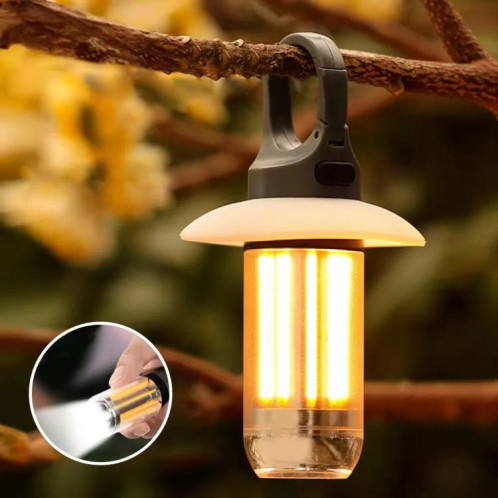 Lanterne de camping et lampe de poche rechargeable à double source lumineuse, lumière d'extérieur portable blanc chaud, 4 filaments de tungstène SH130277-010