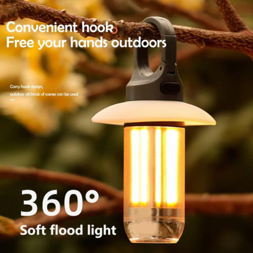 Lanterne de camping et lampe de poche rechargeable à double source lumineuse, lumière d'extérieur portable blanc chaud, 4 filaments de tungstène SH130277-010
