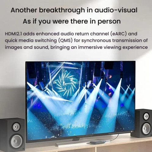 Câble HDMI 2.1 8K VegGieg W-H4 pour décodeur TV, moniteur, projecteur, vidéo HD, 1,5 m (maille de coton grise) SV102A1301-012