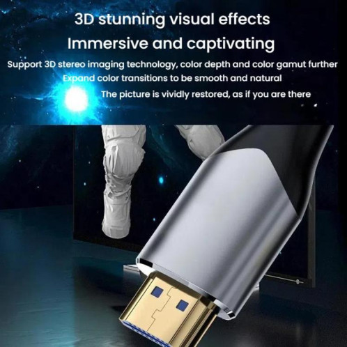 Câble HDMI 2.1 8K VegGieg W-H4 pour décodeur TV, moniteur, projecteur, vidéo HD, 1,5 m (maille de coton grise) SV102A1301-012