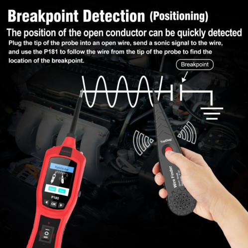 Diagnostic du système électrique automobile TopDiag avec détecteur de fils (P180) ST101A1271-014