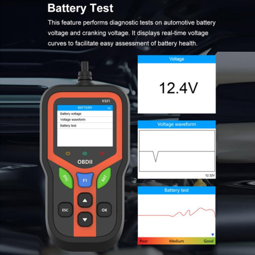 Testeur de batterie de voiture OBD 9-16 V (V321) SH501A1024-011