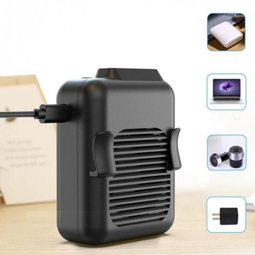 Mini ventilateur de taille suspendu USB chargeant le ventilateur portatif sans feuilles, capacité de la batterie: 6000mAh (noir) SH202A1386-07