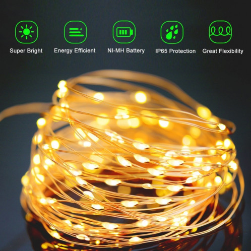 22m 200 LED à énergie solaire maison jardin fil de cuivre chaîne fée lumière extérieure fête de Noël décor bande lampe avec 8 modes (lumière blanche) SH301B1772-07