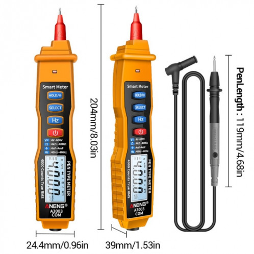 ANENG A3003 Multimètre intelligent de type haute précision de type stylo multi-fonction (noir) SA001B460-07
