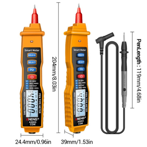 ANENG A3003 Multimètre intelligent de type haute précision de type stylo multi-fonction (orange) SA001A397-07