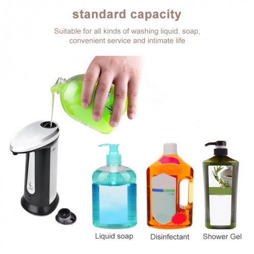 Distributeur de savon liquide automatique 400 ml salle de bain cuisine distributeur de savon à capteur intelligent en acier inoxydable sans contact SH6961518-07