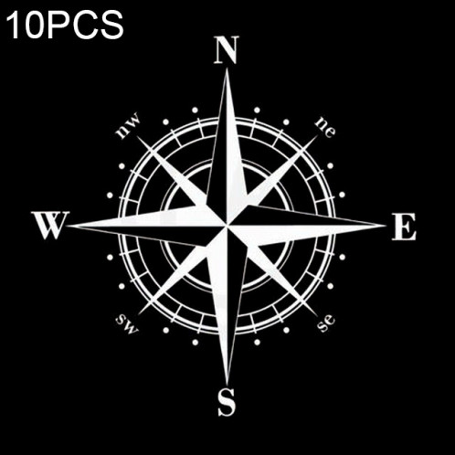 10 PCS Art Design vinyle NSWE Compass voiture Stickers Stickers, Noir + Blanc SH86021005-03