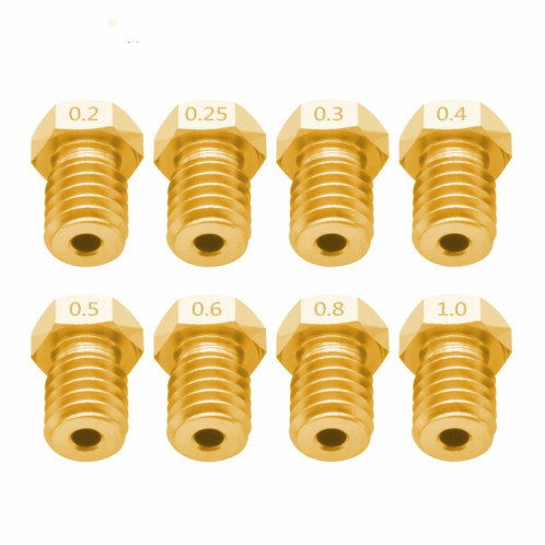 8 accessoires pour imprimante 3D Bugatti pièces buse E3D-V5 V6 consommables de filetage M6 buse chaude, taille: 1.75 / 0.35mm SH2904128-06