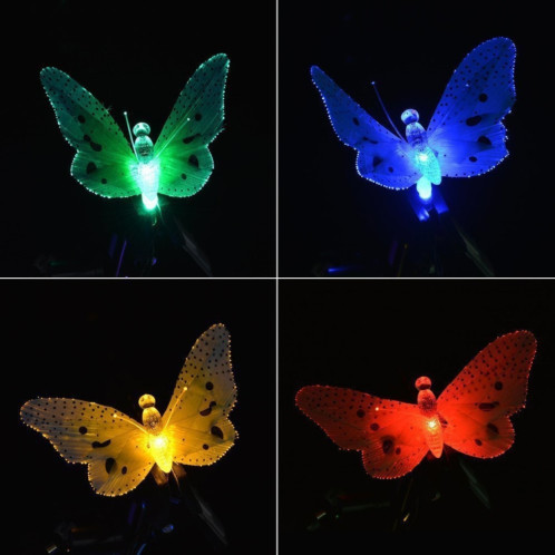 Fée de fée à fibre optique papillon à énergie solaire, lumières de vacances de jardin extérieur de Noël imperméables, taille: 4m 12LEDs SH94011000-07