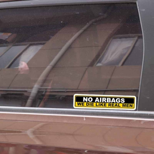 10 PCS YJZT 2X Autocollant de voiture Avertissement NO AIRBAGS NOUS MOURRONS COMME DE VÉRITABLES HOMMES PVC Decal, Taille: 15cm x 3cm SH49451866-05