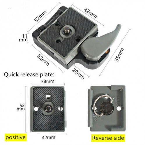 Support de plaque à dégagement rapide pour tête de trépied BEXIN pour Manfrotto 200PL-14 (gris) SB301B234-010