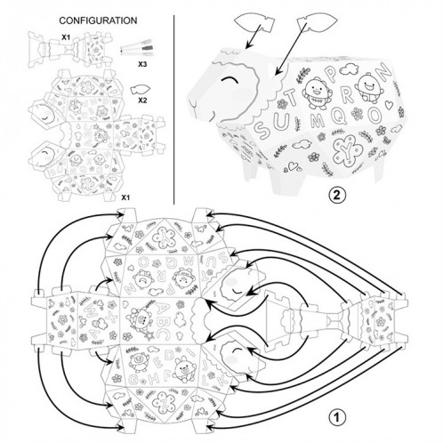 Graffiti 3D assemblage bricolage manuel pliage en carton enfants jouets éducatifs (mouton chanceux) SH901A1801-07