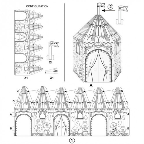 Graffiti 3D assemblage bricolage manuel pliage en carton enfants jouets éducatifs (mini cirque) SH901B1748-07
