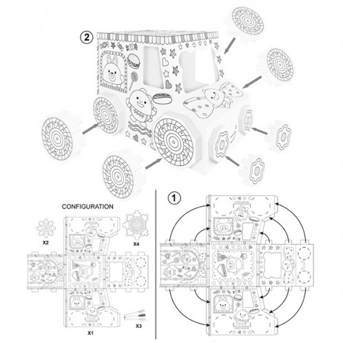 Graffiti 3D assemblage bricolage manuel pliant en carton enfants jouets éducatifs (voiture de bonbons) SH901C1862-07