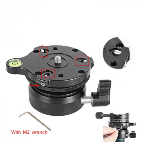 BEXIN DY-60N 1/4 pouce Fil Dome Trépied Professionnel Nivelant de 360 ​​degrés Panorama Panorama Base de tête avec adaptateur de vis à bulles et à vis de 3/8 pouces SB11111799-08