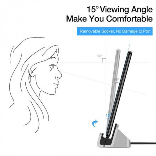 Support USB-C / Type-C / Chargeur de station de charge, Support USB-C / Type-C / Chargeur Dock de charge (Argent) SH010S183-07