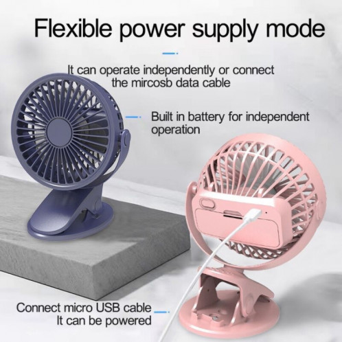 Mini ventilateur à pince USB portable de bureau (rose) SH027F1235-08