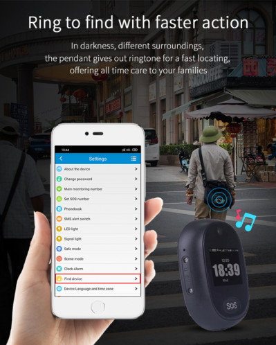 REACHFAR RF-V45-A Mini Pendentif GPS Smart Tracker, Support SOS / Caméra / Gestion de la santé / 4G LTE (Noir) SR015B879-019