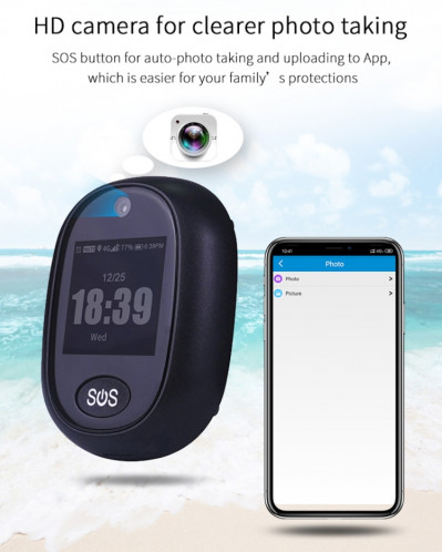 REACHFAR RF-V45-B Mini Pendentif GPS Smart Tracker, Support SOS / Caméra / Gestion de la santé / 4G LTE (Noir) SR016B805-019