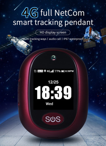 REACHFAR RF-V45-B Mini Pendentif GPS Smart Tracker, Support SOS / Caméra / Gestion de la santé / 4G LTE (Noir) SR016B805-019